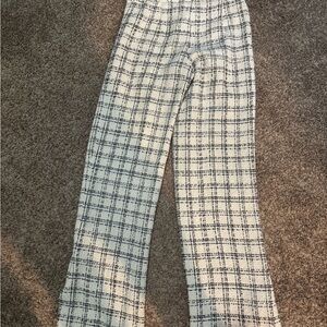 Zara Black and White Checkered Wide Leg Pants